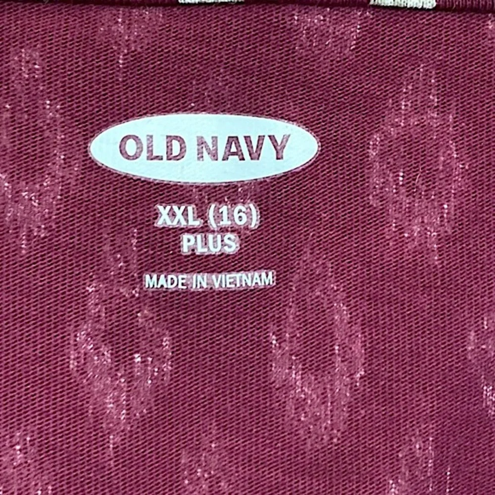 Old Navy Maroon Red Cream XXL Plus Girls Rustic Cottagecore Preppy Boho Dress